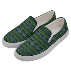 Boho Forest Green  Men s Canvas Slip Ons by SpinnyChairDesigns