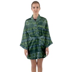 Boho Forest Green  Long Sleeve Satin Kimono by SpinnyChairDesigns