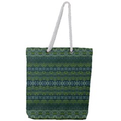 Boho Forest Green  Full Print Rope Handle Tote (large) by SpinnyChairDesigns