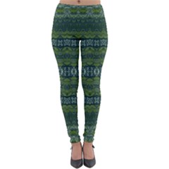 Boho Forest Green  Lightweight Velour Leggings by SpinnyChairDesigns