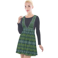 Boho Forest Green  Plunge Pinafore Velour Dress by SpinnyChairDesigns