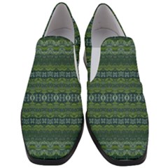 Boho Forest Green  Women Slip On Heel Loafers by SpinnyChairDesigns