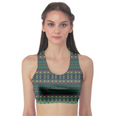 Boho Summer Green Sports Bra by SpinnyChairDesigns