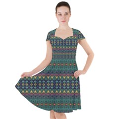 Boho Summer Green Cap Sleeve Midi Dress by SpinnyChairDesigns