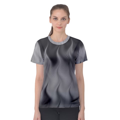 Abstract Black Grey Women s Sport Mesh Tee by SpinnyChairDesigns