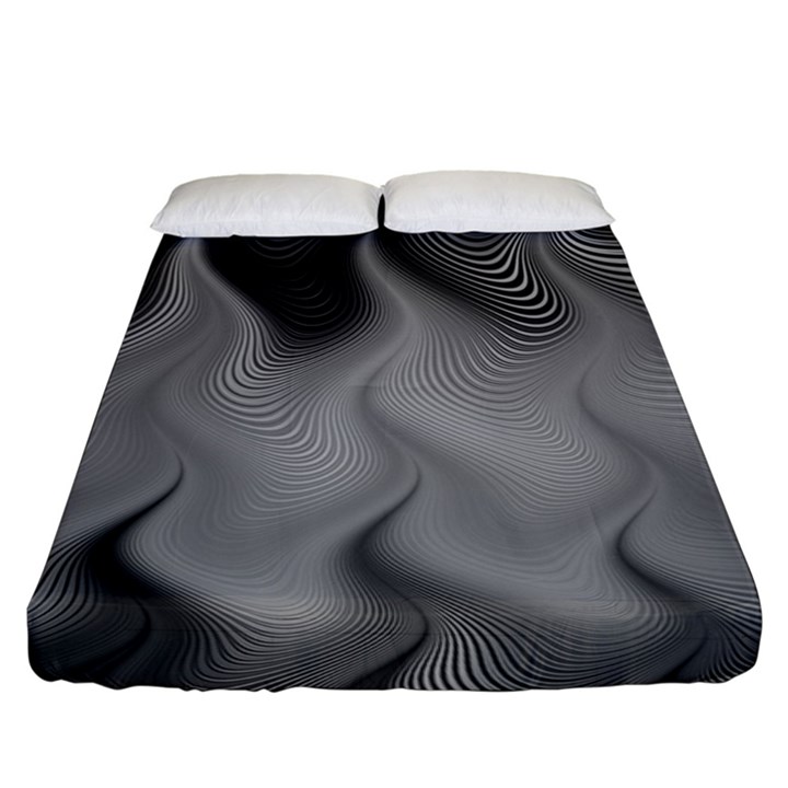 Abstract Black Grey Fitted Sheet (King Size)