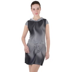 Abstract Black Grey Drawstring Hooded Dress by SpinnyChairDesigns