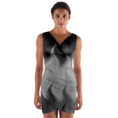 Abstract Black Grey Wrap Front Bodycon Dress by SpinnyChairDesigns