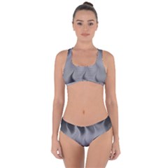 Abstract Black Grey Criss Cross Bikini Set