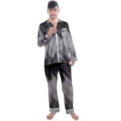 Abstract Black Grey Men s Long Sleeve Satin Pyjamas Set by SpinnyChairDesigns