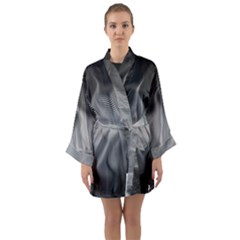 Abstract Black Grey Long Sleeve Satin Kimono by SpinnyChairDesigns