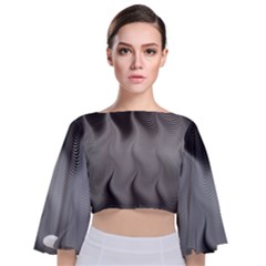 Abstract Black Grey Tie Back Butterfly Sleeve Chiffon Top by SpinnyChairDesigns