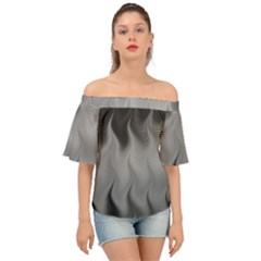 Abstract Black Grey Off Shoulder Short Sleeve Top by SpinnyChairDesigns