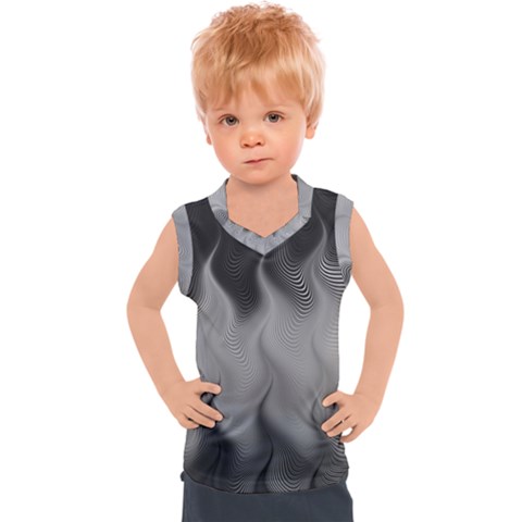 Abstract Black Grey Kids  Sport Tank Top by SpinnyChairDesigns