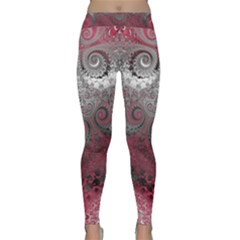 Black Pink Spirals And Swirls Classic Yoga Leggings by SpinnyChairDesigns