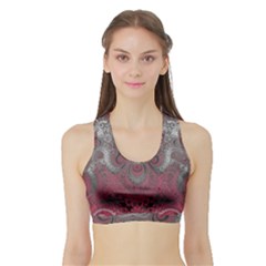 Black Pink Spirals And Swirls Sports Bra With Border by SpinnyChairDesigns