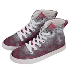 Black Pink Spirals And Swirls Men s Hi-top Skate Sneakers by SpinnyChairDesigns