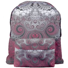 Black Pink Spirals And Swirls Giant Full Print Backpack by SpinnyChairDesigns