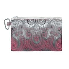 Black Pink Spirals And Swirls Canvas Cosmetic Bag (large) by SpinnyChairDesigns