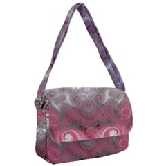 Black Pink Spirals And Swirls Courier Bag by SpinnyChairDesigns