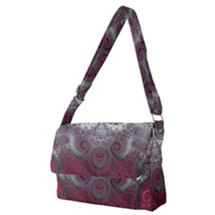 Black Pink Spirals And Swirls Full Print Messenger Bag (m) by SpinnyChairDesigns