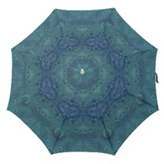 Teal Spirals And Swirls Straight Umbrellas by SpinnyChairDesigns