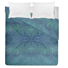 Teal Spirals And Swirls Duvet Cover Double Side (queen Size) by SpinnyChairDesigns