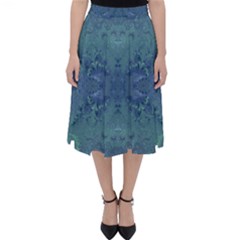 Teal Spirals And Swirls Classic Midi Skirt by SpinnyChairDesigns