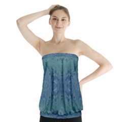 Teal Spirals And Swirls Strapless Top by SpinnyChairDesigns