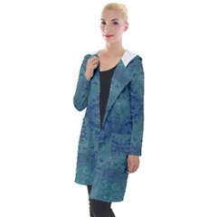 Teal Spirals And Swirls Hooded Pocket Cardigan