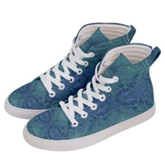 Teal Spirals And Swirls Women s Hi-top Skate Sneakers by SpinnyChairDesigns