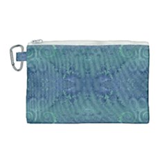 Teal Spirals And Swirls Canvas Cosmetic Bag (large) by SpinnyChairDesigns