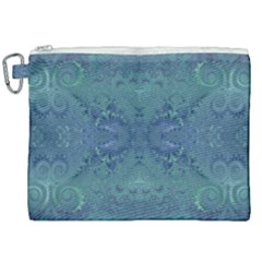 Teal Spirals And Swirls Canvas Cosmetic Bag (xxl) by SpinnyChairDesigns