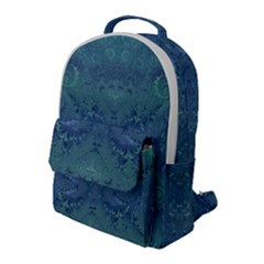 Teal Spirals And Swirls Flap Pocket Backpack (large) by SpinnyChairDesigns