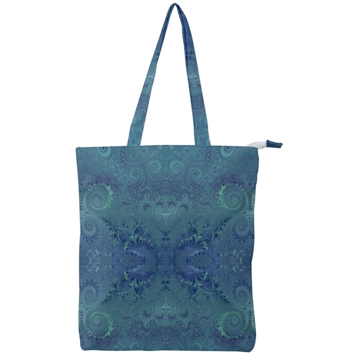 Teal Spirals and Swirls Double Zip Up Tote Bag