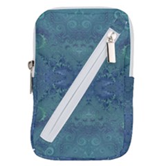 Teal Spirals And Swirls Belt Pouch Bag (small) by SpinnyChairDesigns