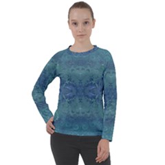 Teal Spirals And Swirls Women s Long Sleeve Raglan Tee