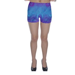 Purple Blue Swirls And Spirals Skinny Shorts by SpinnyChairDesigns