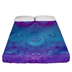 Purple Blue Swirls And Spirals Fitted Sheet (king Size) by SpinnyChairDesigns