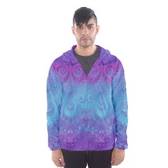 Purple Blue Swirls And Spirals Men s Hooded Windbreaker by SpinnyChairDesigns