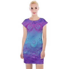 Purple Blue Swirls And Spirals Cap Sleeve Bodycon Dress by SpinnyChairDesigns