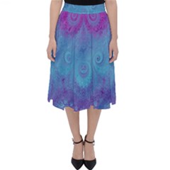 Purple Blue Swirls And Spirals Classic Midi Skirt by SpinnyChairDesigns