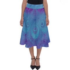 Purple Blue Swirls And Spirals Perfect Length Midi Skirt by SpinnyChairDesigns