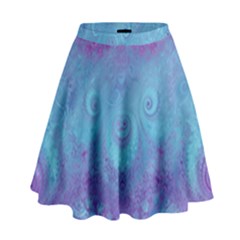 Purple Blue Swirls And Spirals High Waist Skirt by SpinnyChairDesigns