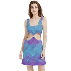 Purple Blue Swirls And Spirals Velvet Cutout Dress