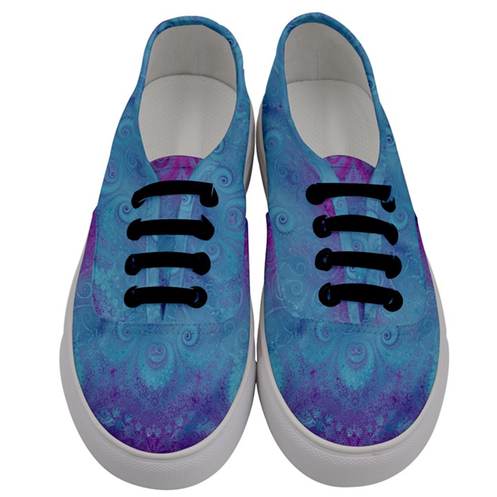 Purple Blue Swirls and Spirals Men s Classic Low Top Sneakers