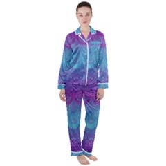 Purple Blue Swirls And Spirals Satin Long Sleeve Pyjamas Set by SpinnyChairDesigns