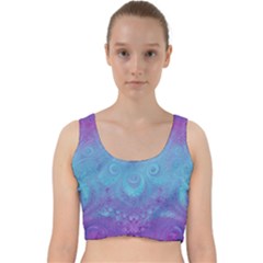 Purple Blue Swirls And Spirals Velvet Racer Back Crop Top by SpinnyChairDesigns