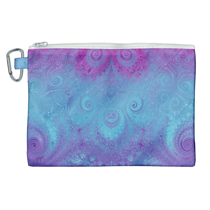 Purple Blue Swirls and Spirals Canvas Cosmetic Bag (XL)