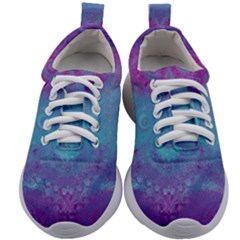 Purple Blue Swirls And Spirals Kids Athletic Shoes by SpinnyChairDesigns